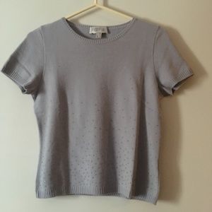 GABRIELLA RATTINI Pale Blue Cashmere Blend Beaded Crew Sweater 8